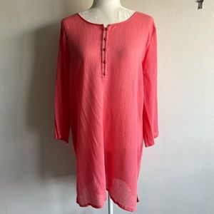 J. Crew Coral Sheer Tunic Dress/Cover Up